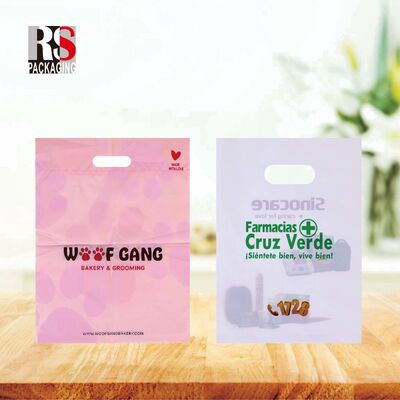 comprar Impresión personalizada de logotipo de lujo de plástico de mango bolsas de compras bolsas de mango para ropa Fabricación en línea